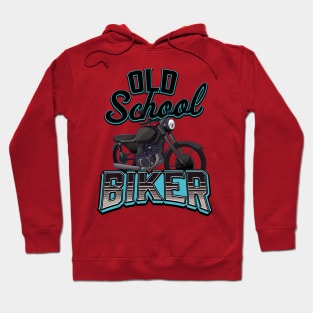 Old School Biker Cyan Hoodie